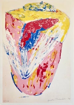 Modernistischer Schweizer farbenfroher Surrealismus der 1970er Jahre, signierte Dada-Lithographie Andre Thomkins
