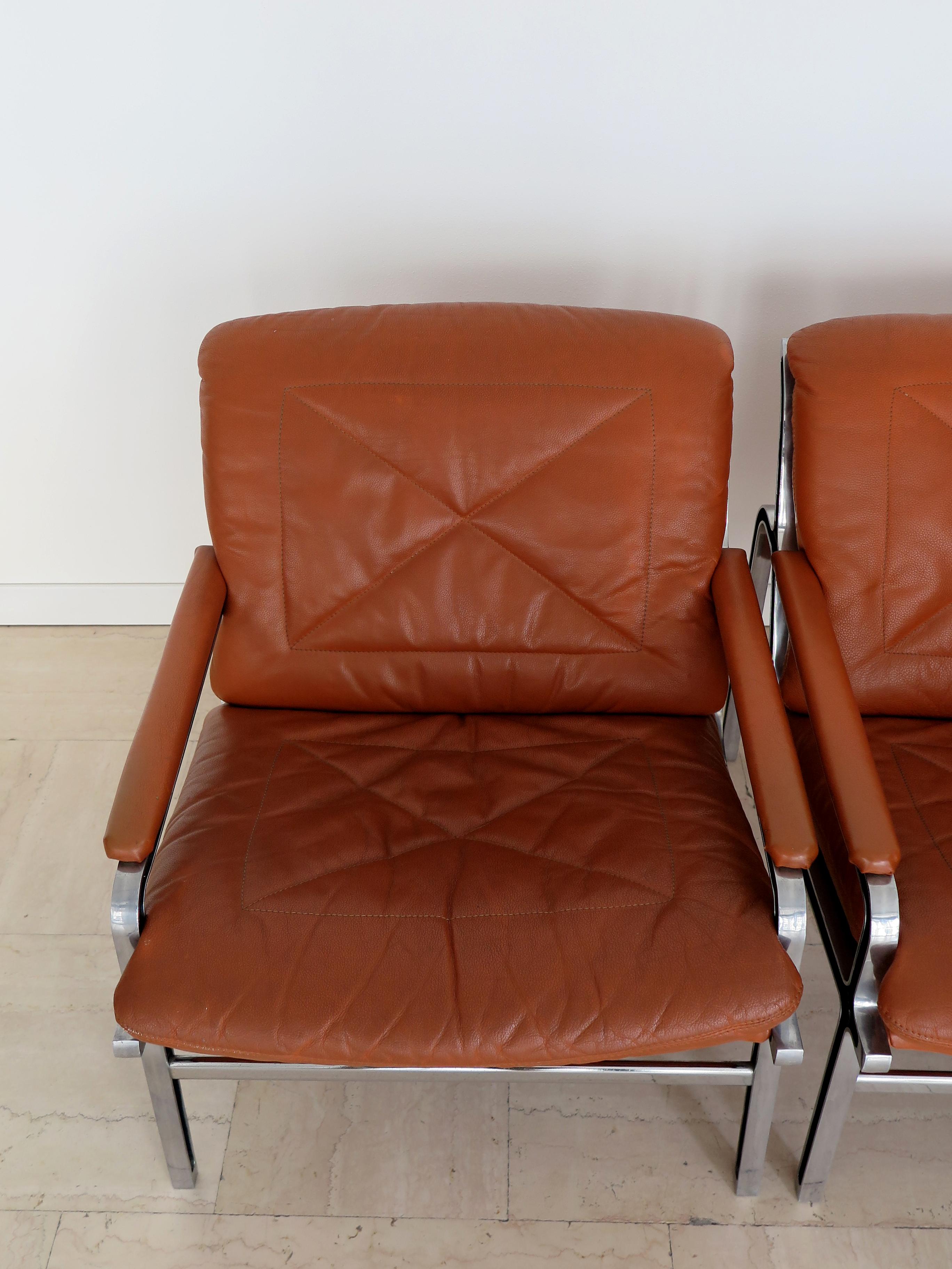 Aluminum Andre Vandenbeuck Aluline Armchairs for Strassle International Switzerland 1960s For Sale
