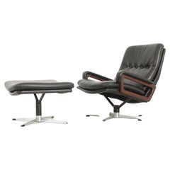 Retro André Vandenbeuck King Lounge Chair with Ottoman