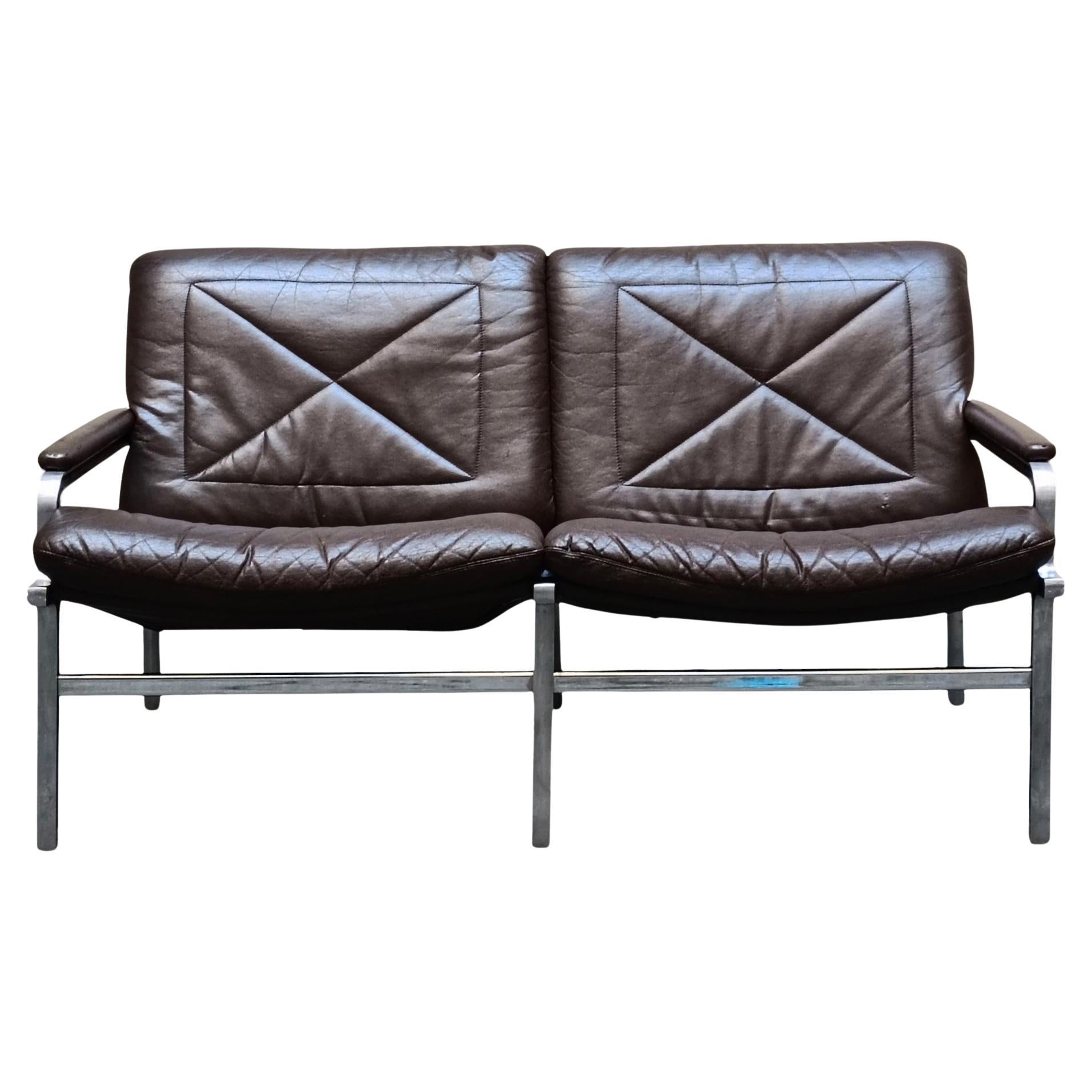 Andre
 Vandenbeuck per Strassle International Divano 2 Posti in Pelle, 1960s