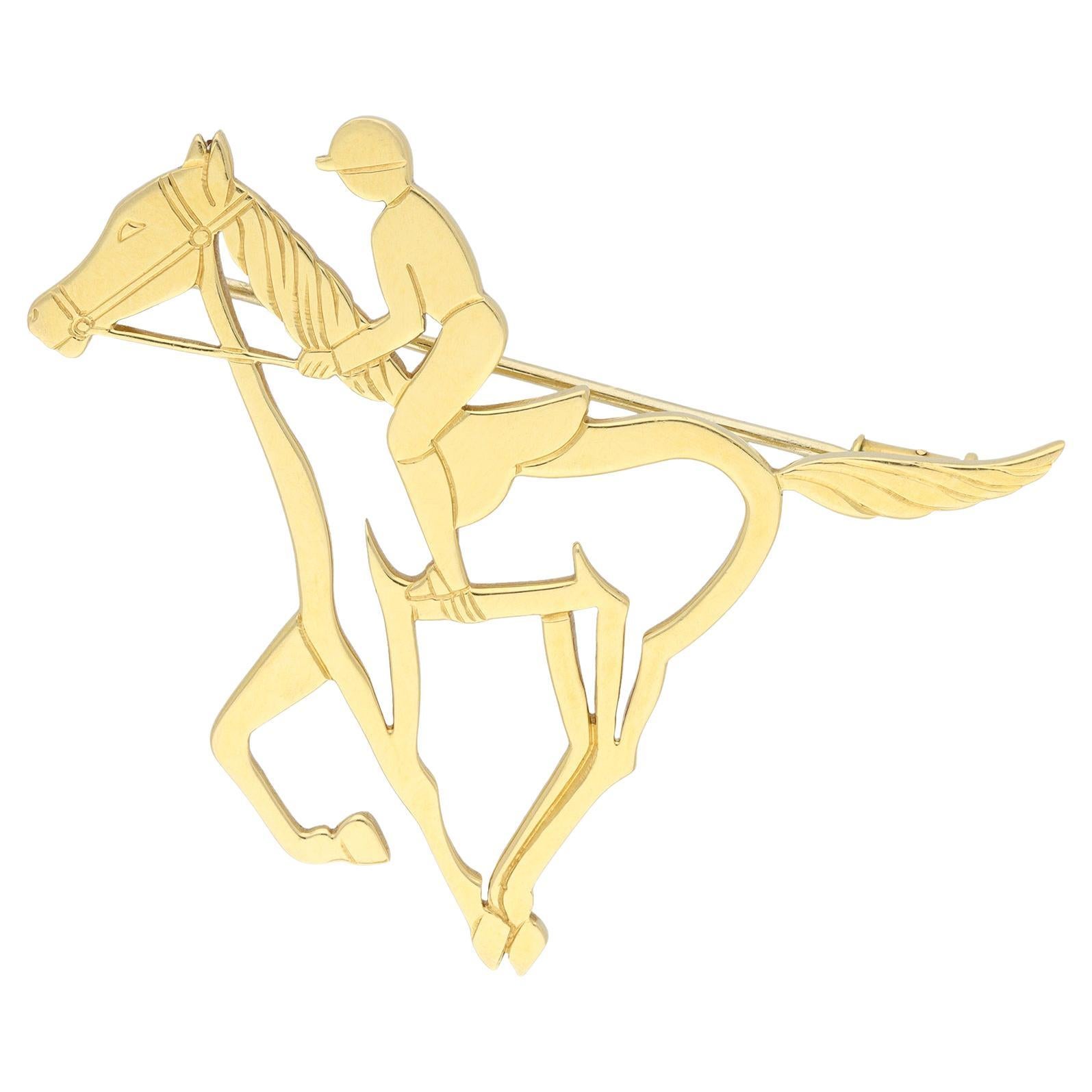 André Vassort gold horse brooch, French, circa 1970.