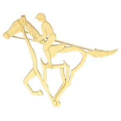 Retro André Vassort gold horse brooch, French, circa 1970.