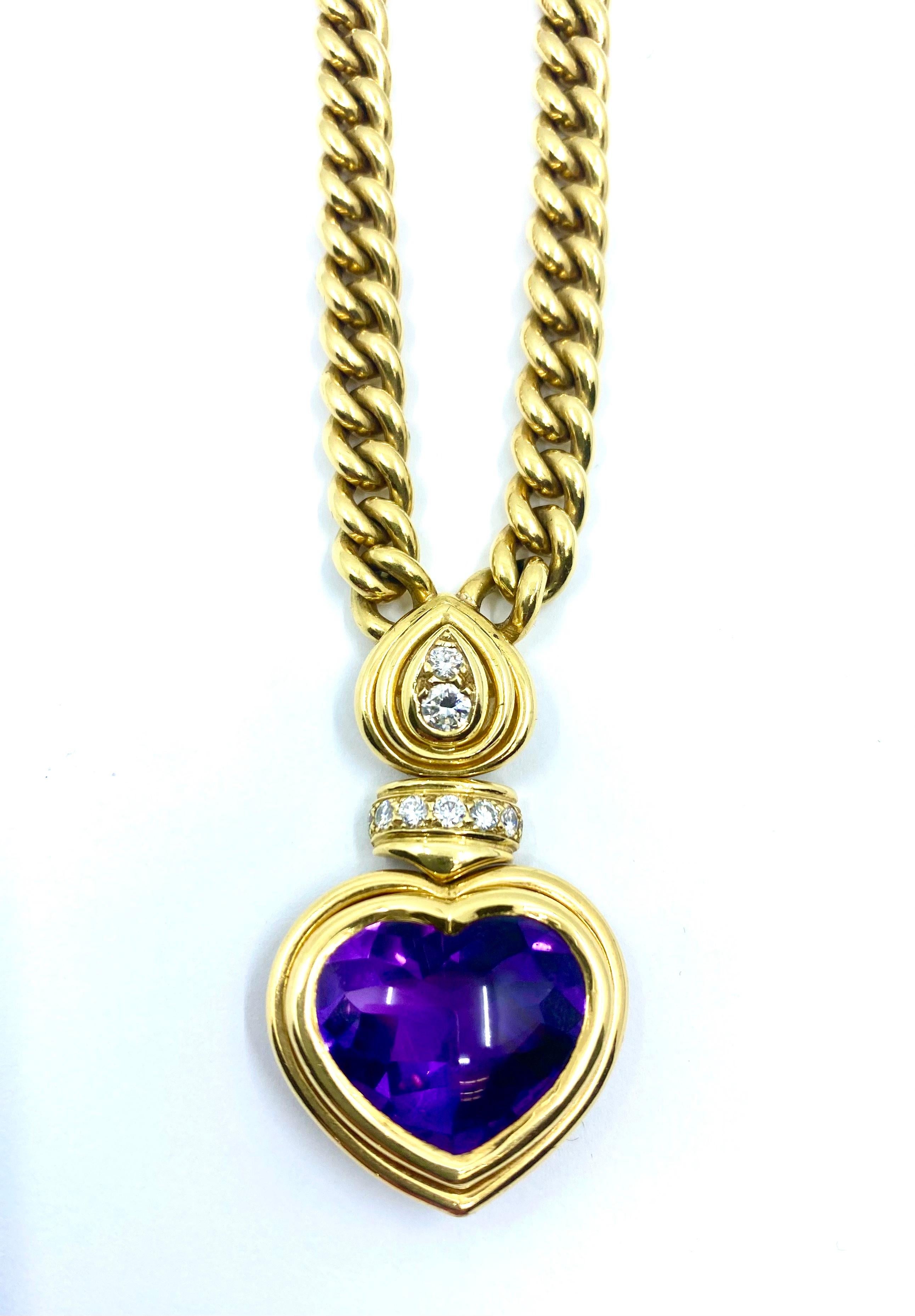 Andre Vassort Heart Amethyst Necklace  For Sale 6
