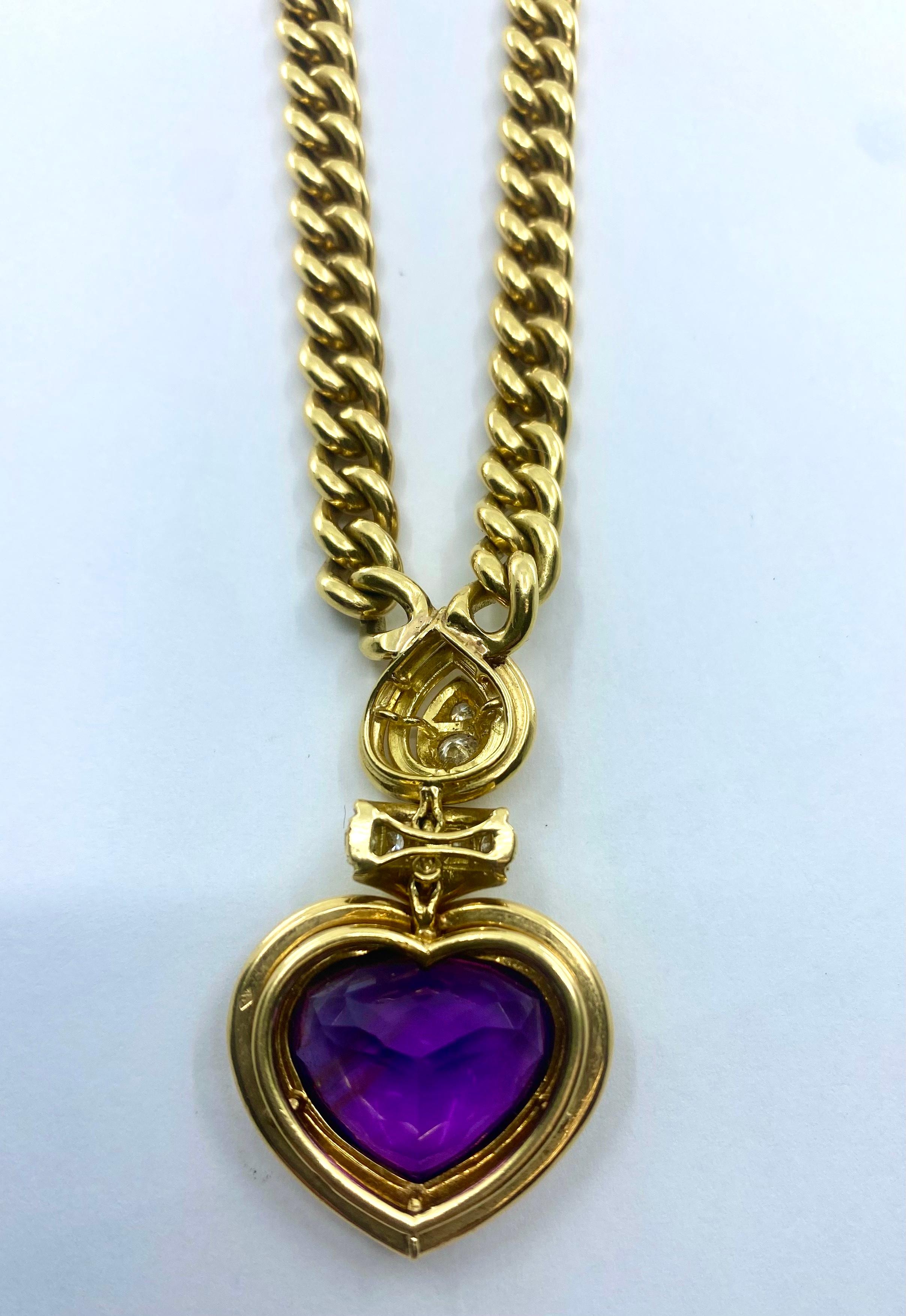 Andre Vassort Heart Amethyst Necklace  For Sale 1