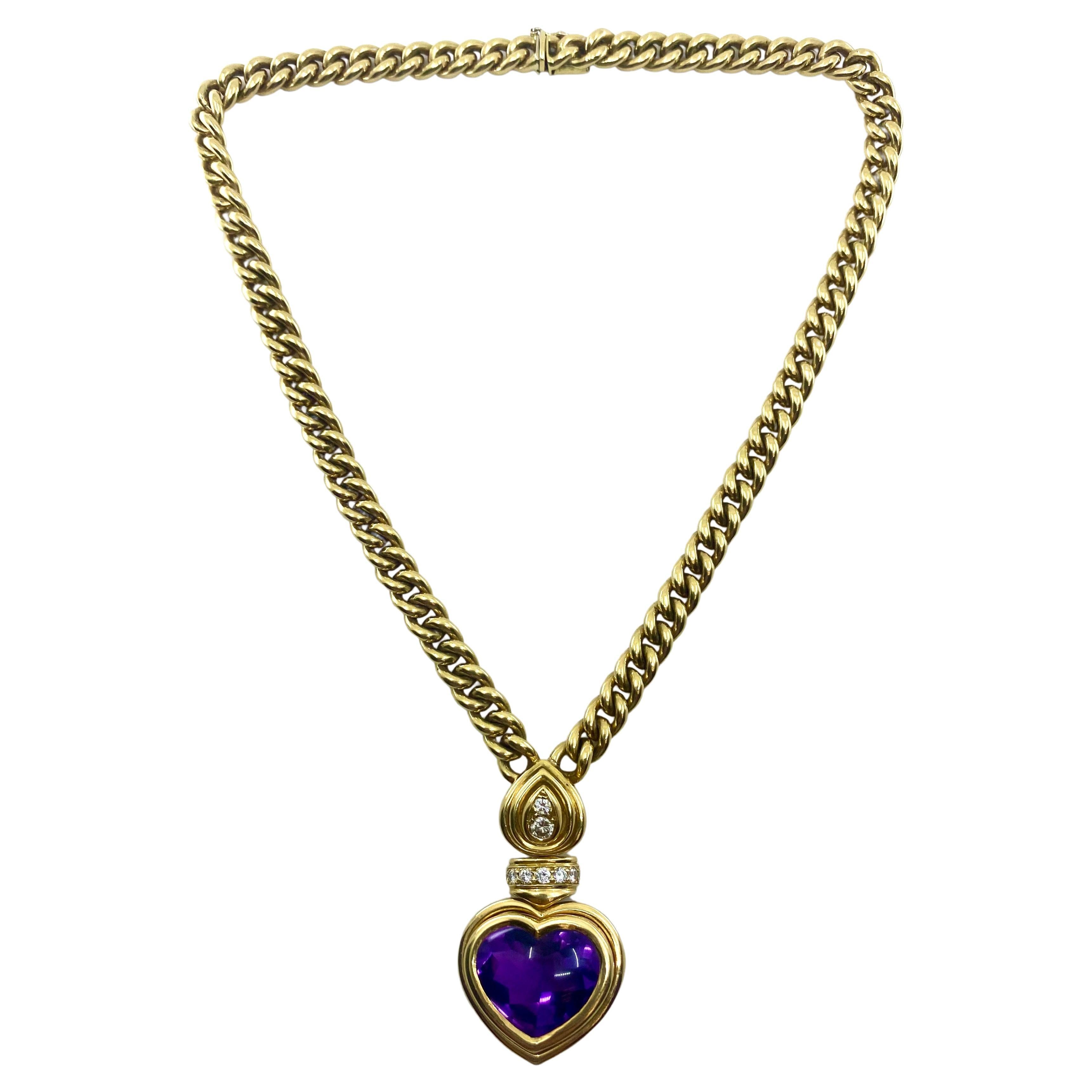 Andre Vassort Heart Amethyst Necklace 