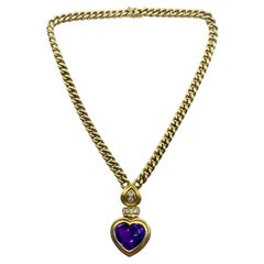 Retro Andre Vassort Heart Amethyst Necklace 