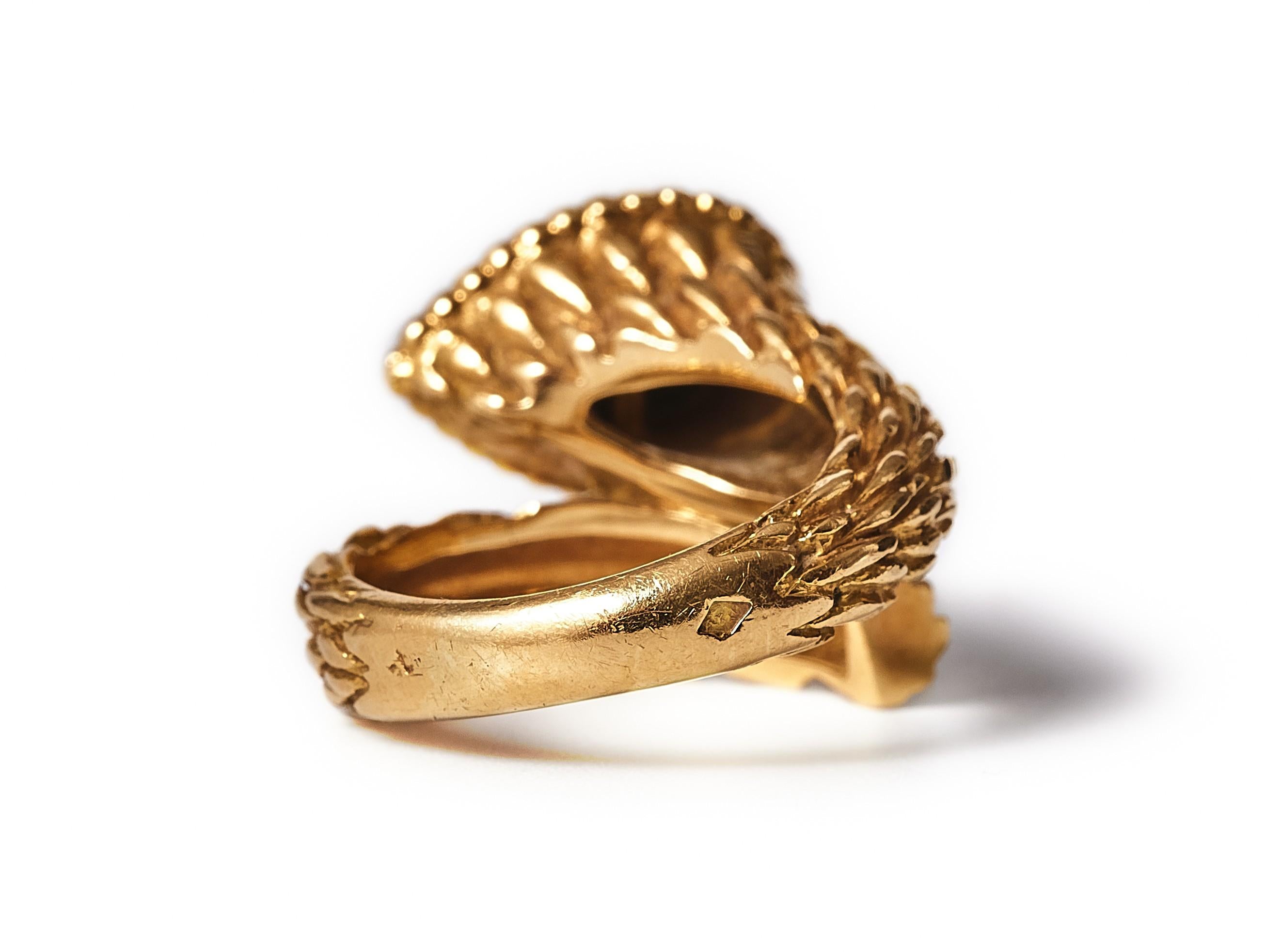 Anello Andre Vassort Serpent Bohème in onice e oro giallo 18 carati, circa 1970. In condizioni buone in vendita a Malmö, Skåne län