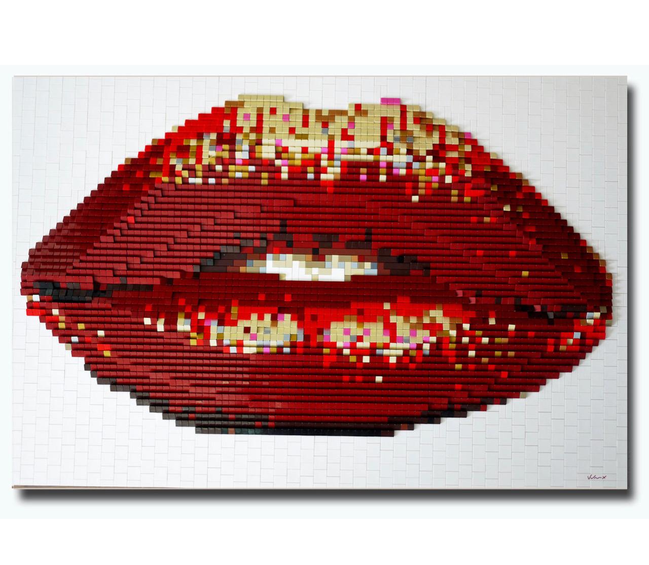 Louis Vuitton glitter lips - Limited Edition of 10 Mixed Media by
