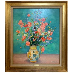 Andre Vignoles Floral Still Life Oil Painting on Canvas