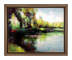 ANDRE VIGNOLES Original OIL PAINTING on CANVAS Signed Landscape Large Artwork