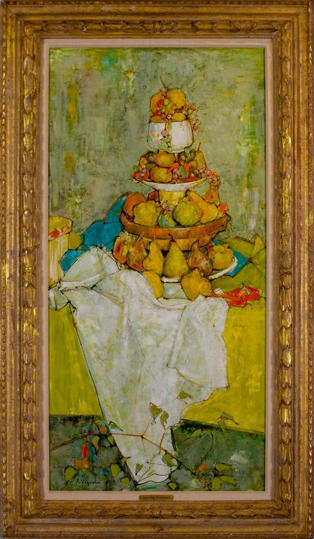 André Vignoles - Pears and Peppers, Vibrant 20th century still-life ...