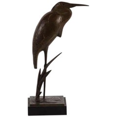 Andre Vincent Becquerel, Bronze Sculpture of a Kingfisher Bird, France