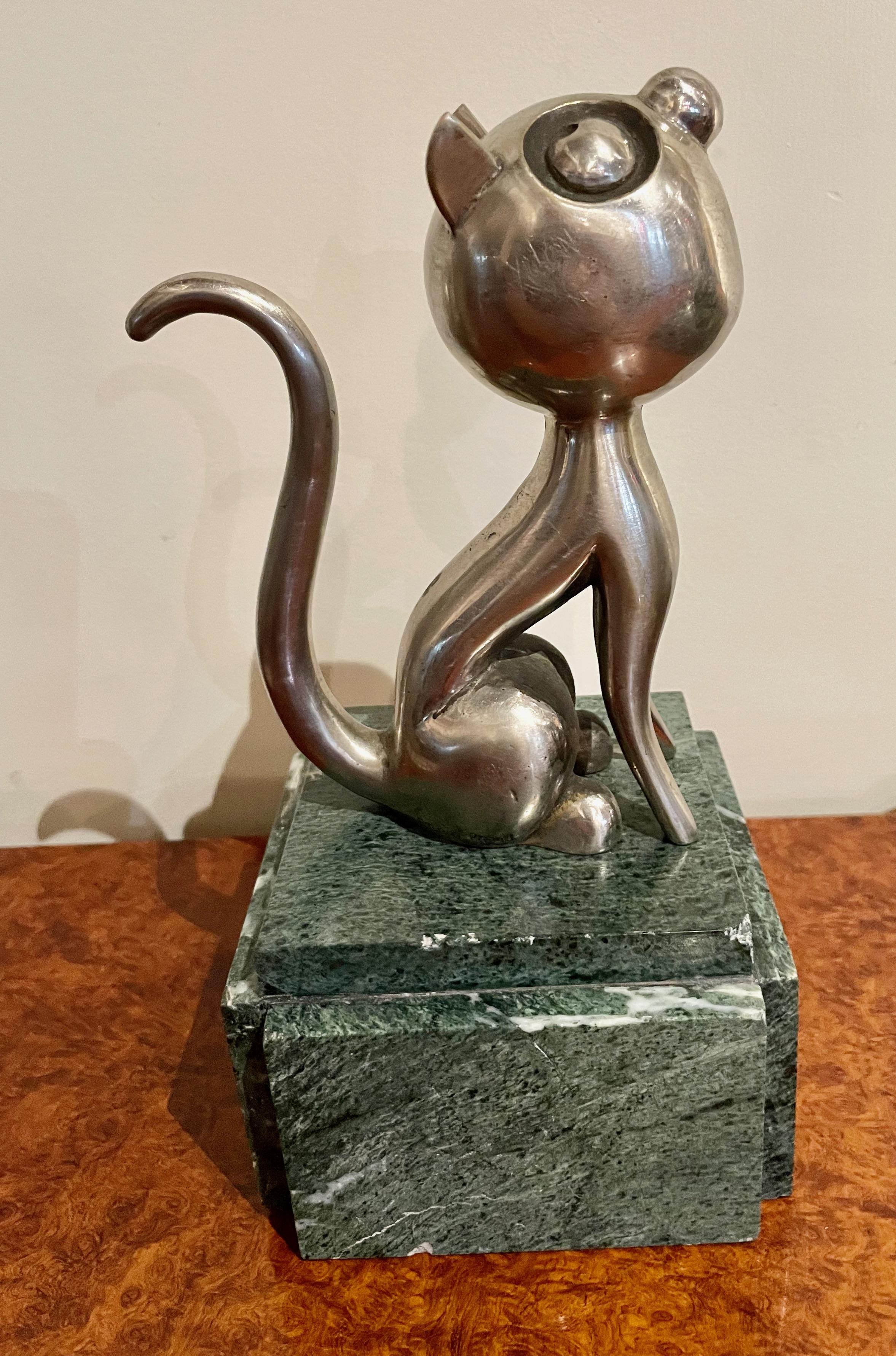 French André Vincent Becquerel Cat Sculpture Bronze Art Deco