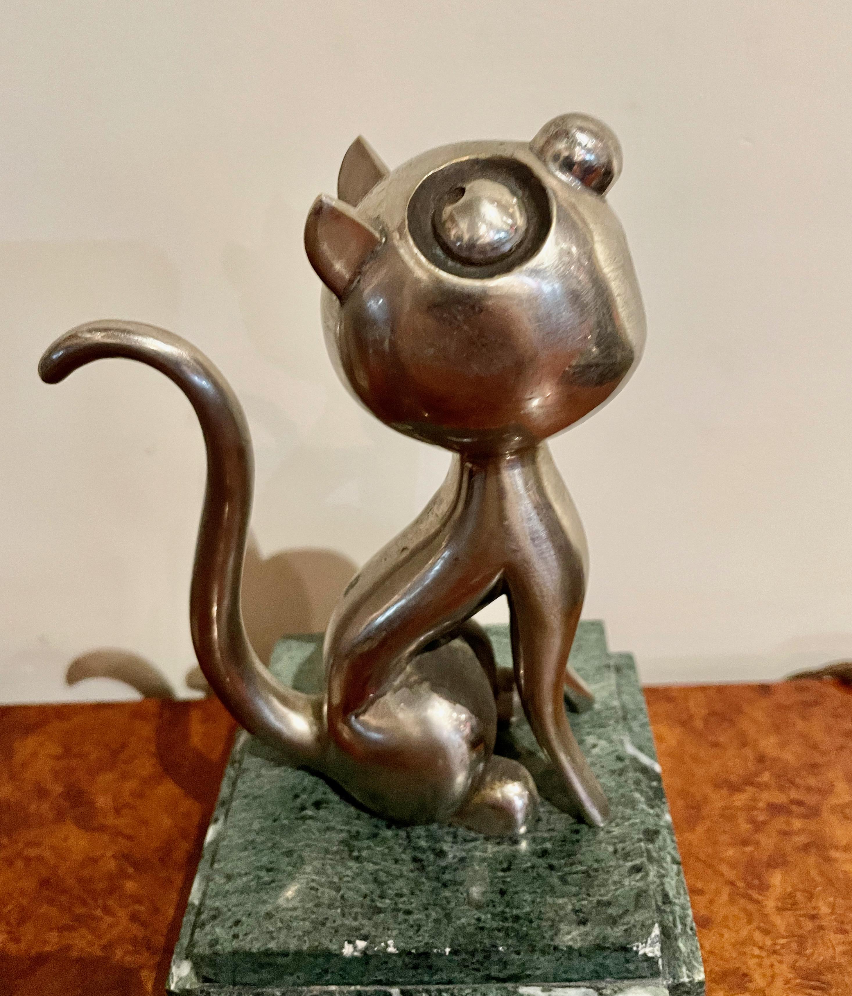 André Vincent Becquerel Gatto Scultura in bronzo Art Deco In condizioni buone a Oakland, CA
