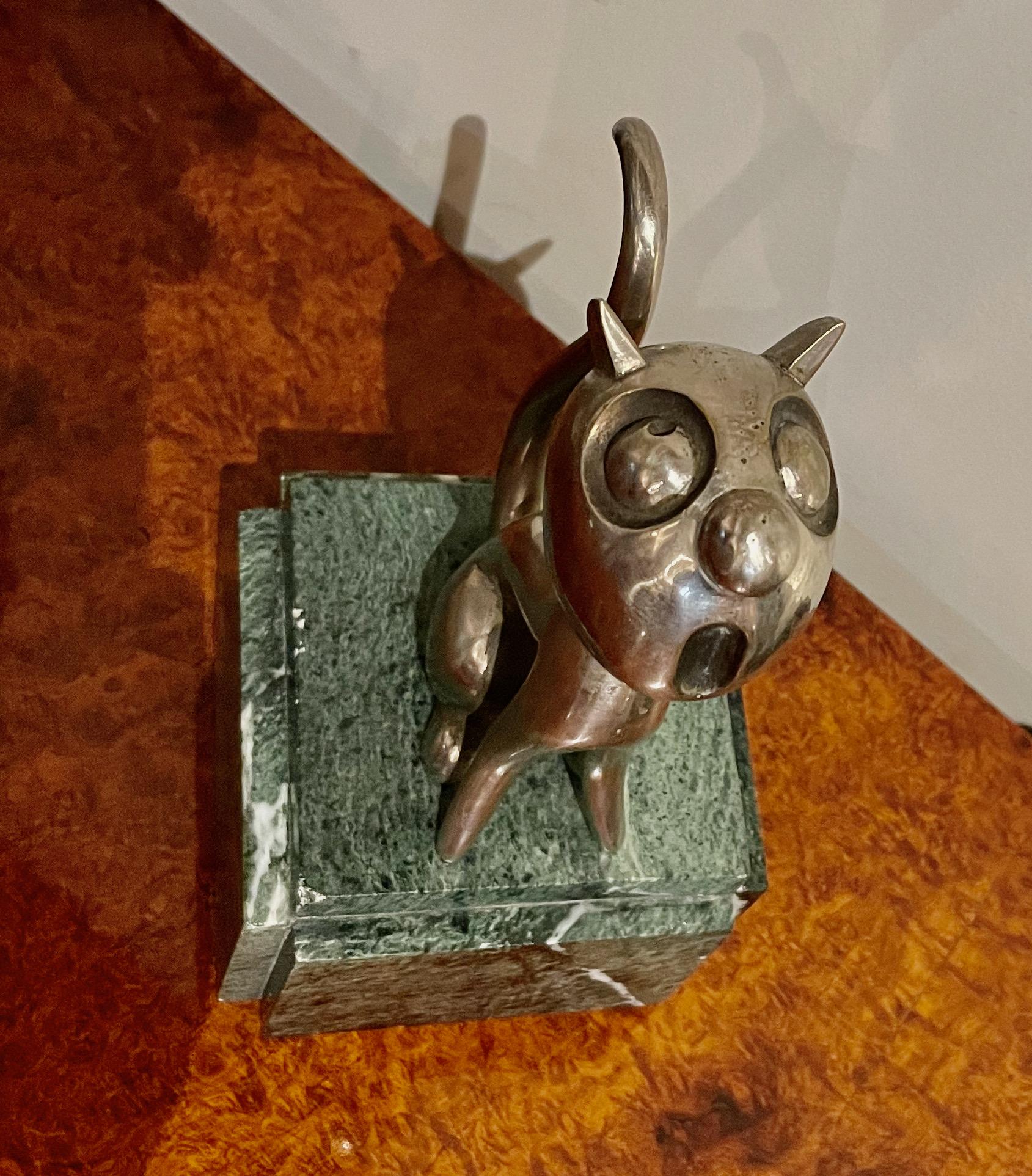 Mid-20th Century André Vincent Becquerel Cat Sculpture Bronze Art Deco
