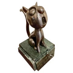 André Vincent Becquerel Cat Sculpture Bronze Art Deco