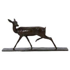 Andre-Vincent Becquerel "Doe in Stride” Bronze Sculpture