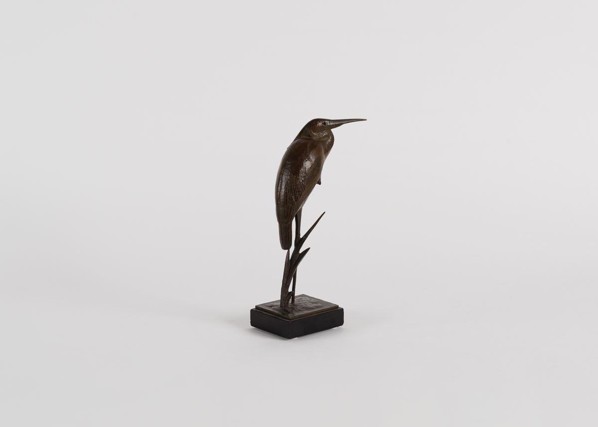 Patinated André Vincent Becquerel, Sculpture of a Kingfisher, France, 20th Century