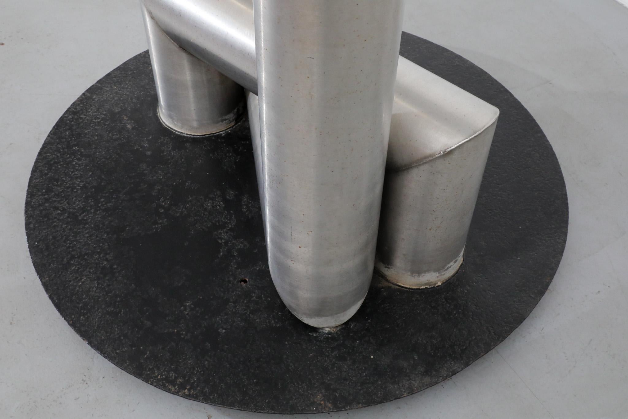 Große Skulptur aus gebürstetem Stahl, Andre Volten zugeschrieben, 1980er Jahre, Niederlande im Angebot 8