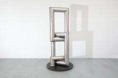 Escultura grande de acero cepillado atribuida a Andre Volten, años 80, Países Bajos