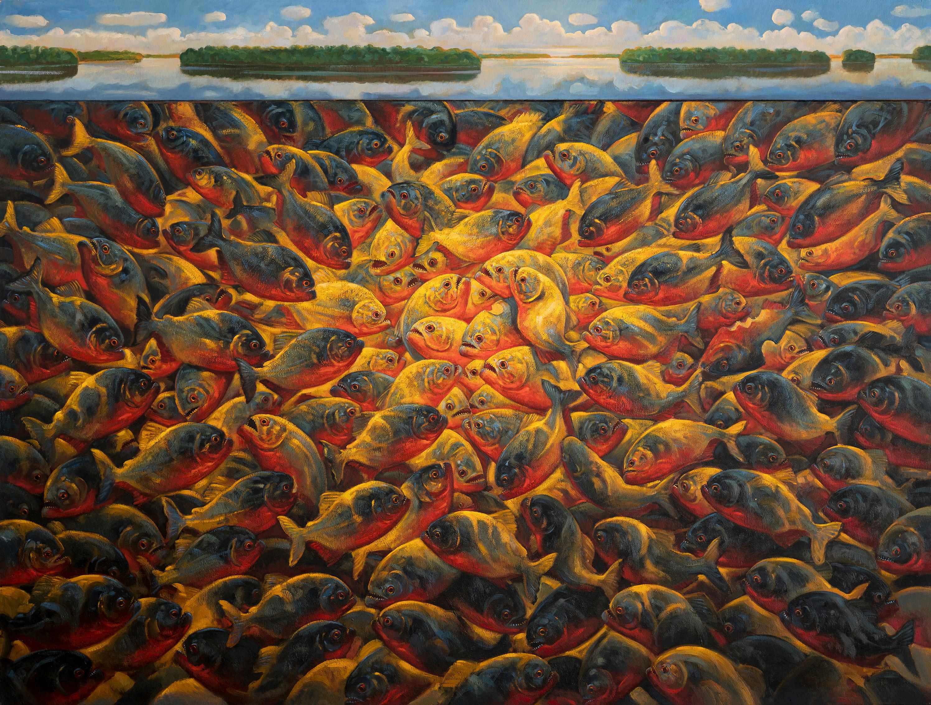 ANDRE VON MORISSE Animal Painting - Piranhas 2