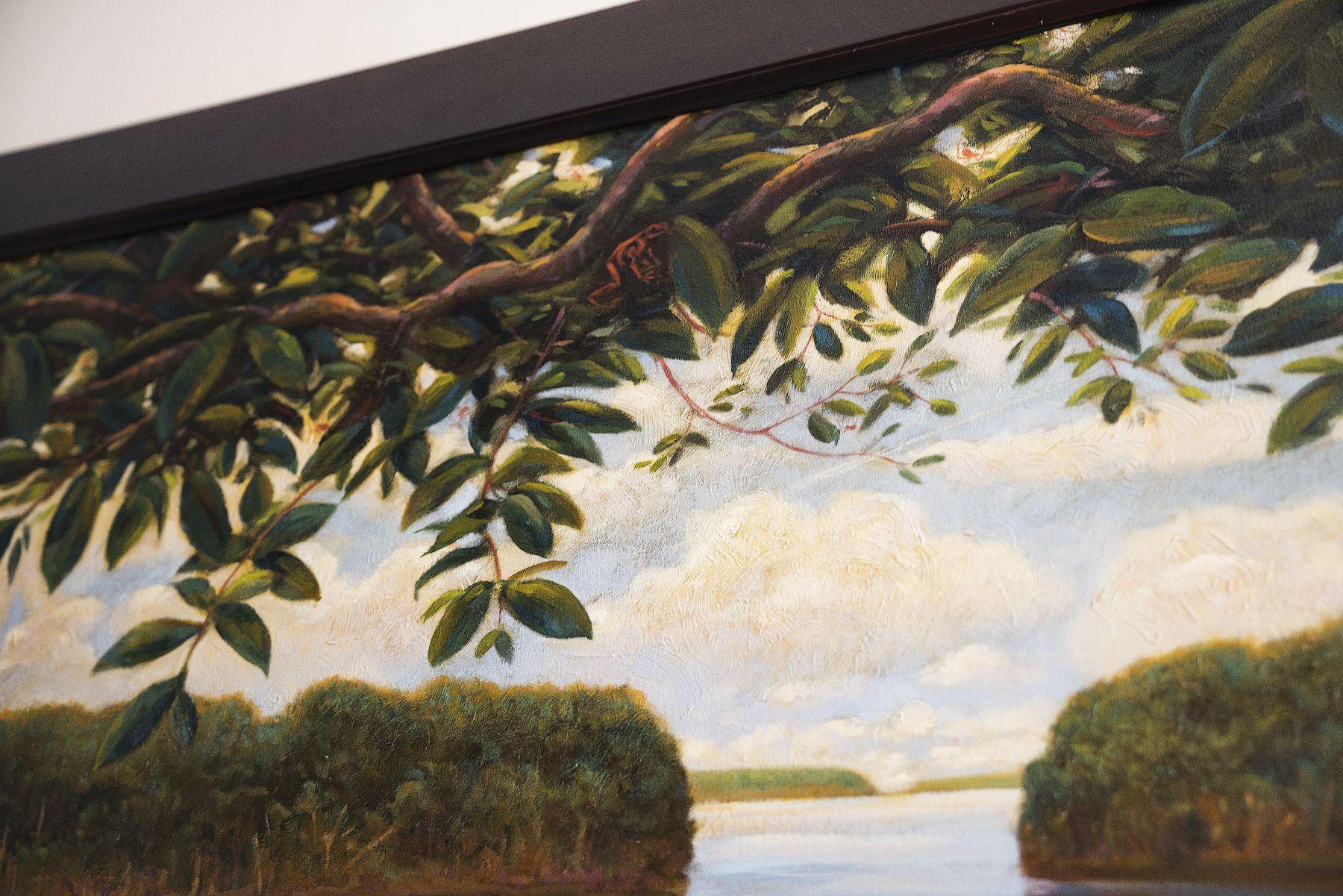 Lancée - Amazonian Arowana (large huile sur toile Natural World Big Fish Arowana) - Naturalisme Painting par ANDRE VON MORISSE