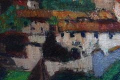 Large French Provence Landscape, Post-Impressionist Hilltop Village with Chateau