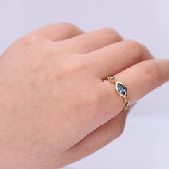 Andrea 14K Yellow Gold Marquise-Cut London Blue Topaz Ring