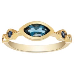 Andrea 14K Yellow Gold Marquise-Cut London Blue Topaz Ring