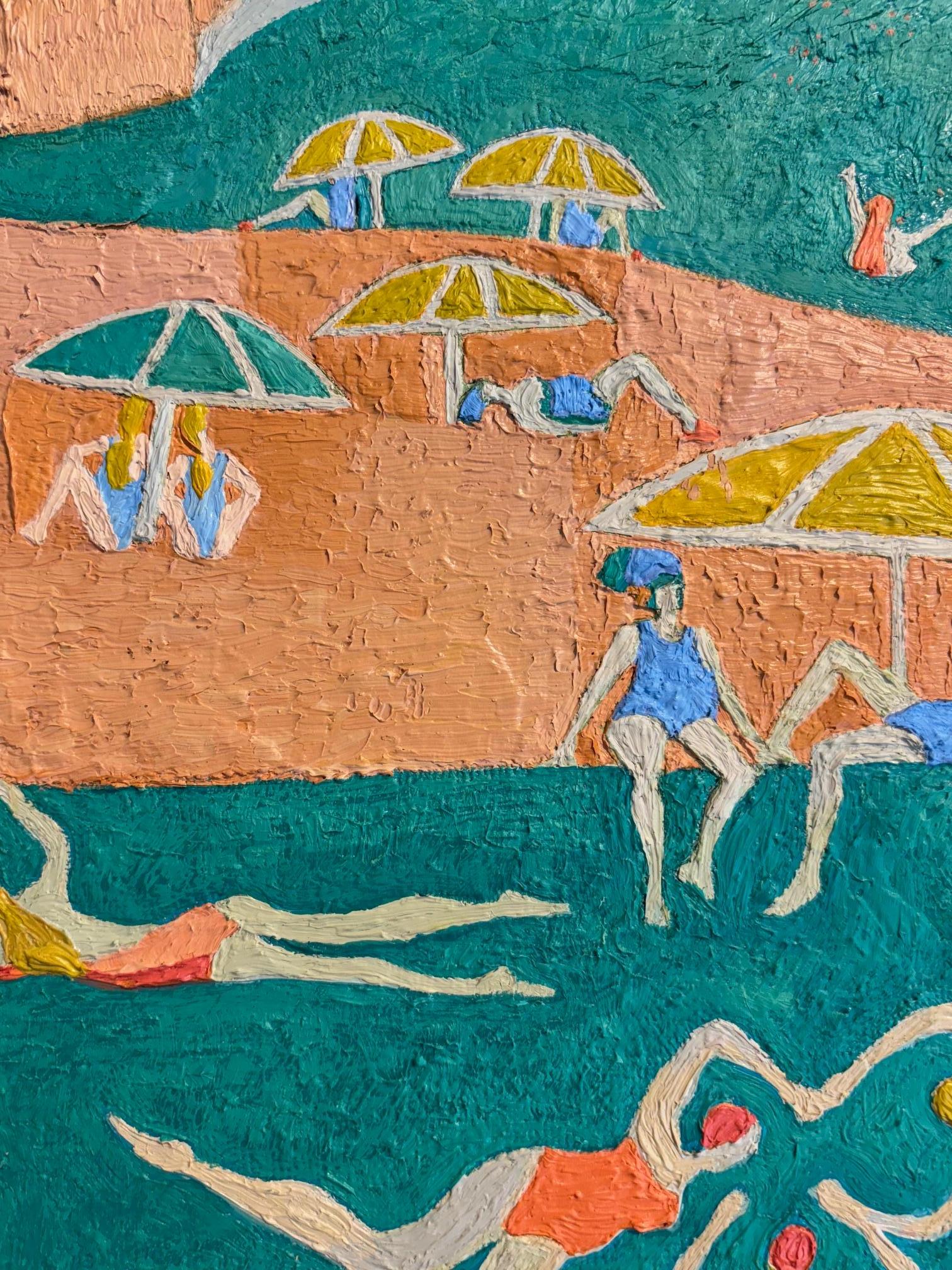 Brollies and Dollies - Original-Landschaftskunstwerk - Zeitgenössische Ölmalerei (Impressionismus), Painting, von Andrea Allen