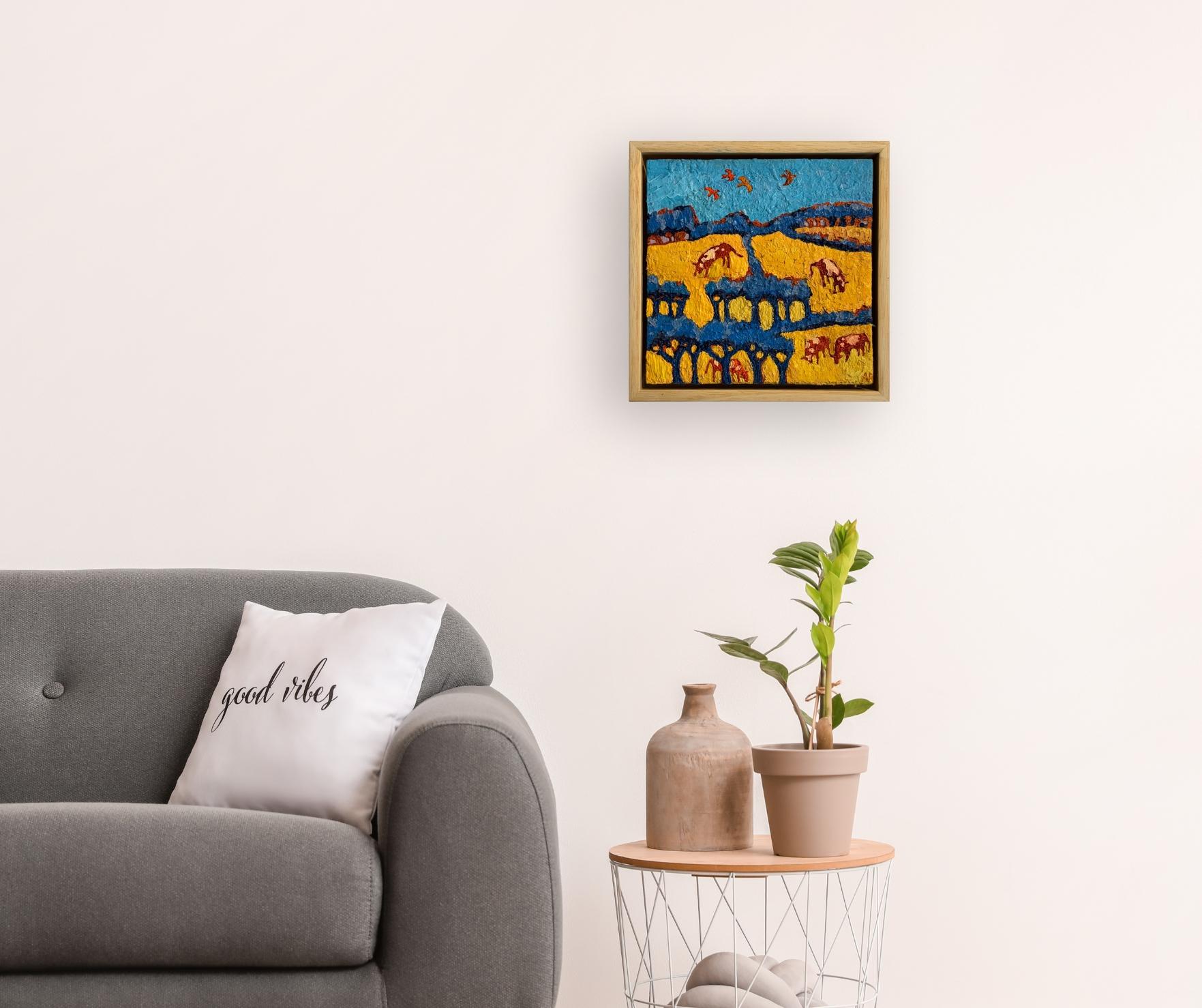 Cow Bluebell-originale impressionistische Landschaft Kunstwerk-zeitgenössische Ölgemälde im Angebot 2