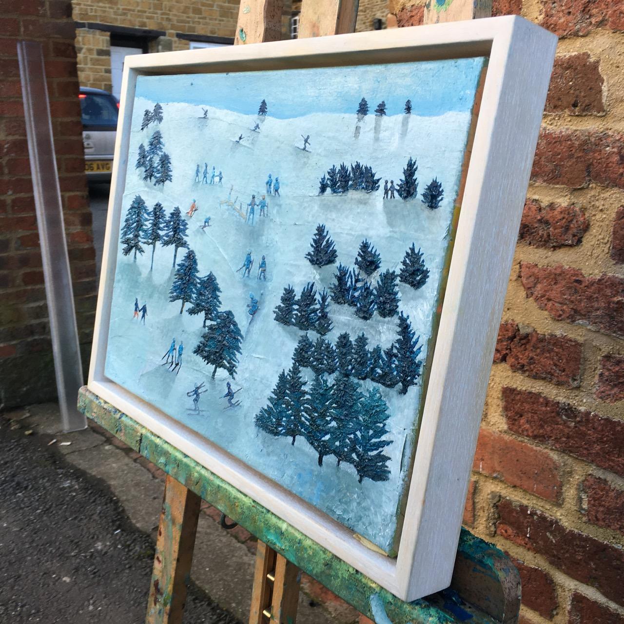 Slippery slope  - Blue Landscape Painting by Andrea Allen