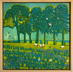 Tree Bathing - original landscape artwork - contemporary oil painting