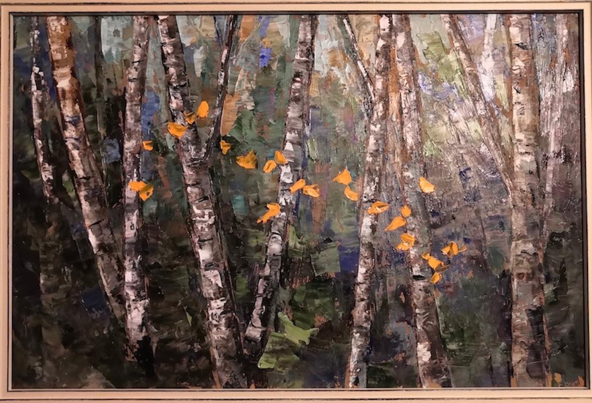 Landscape Painting di Andrea Bates - Betulle d'autunno