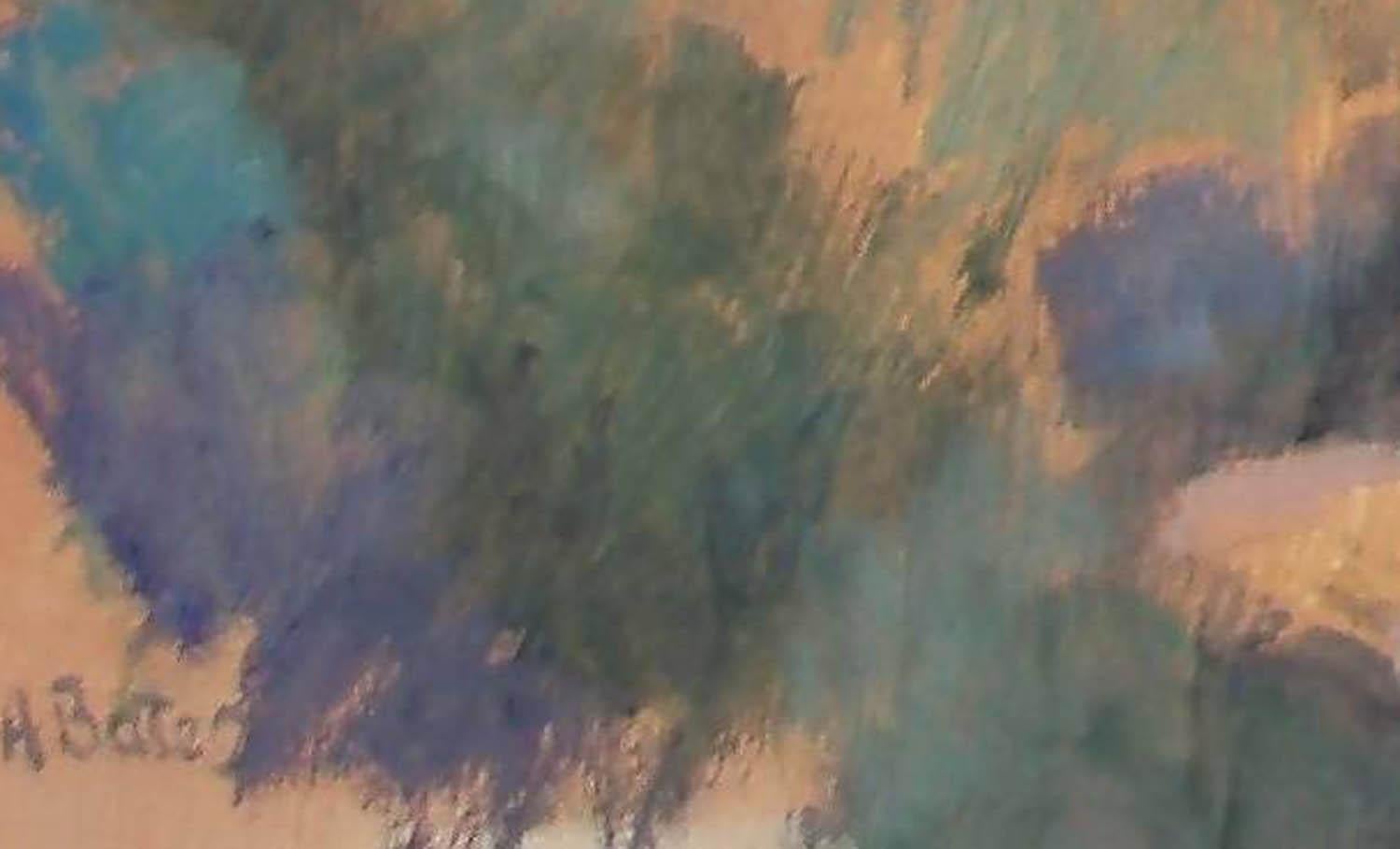 Village grec - Impressionnisme abstrait Painting par Andrea Bates