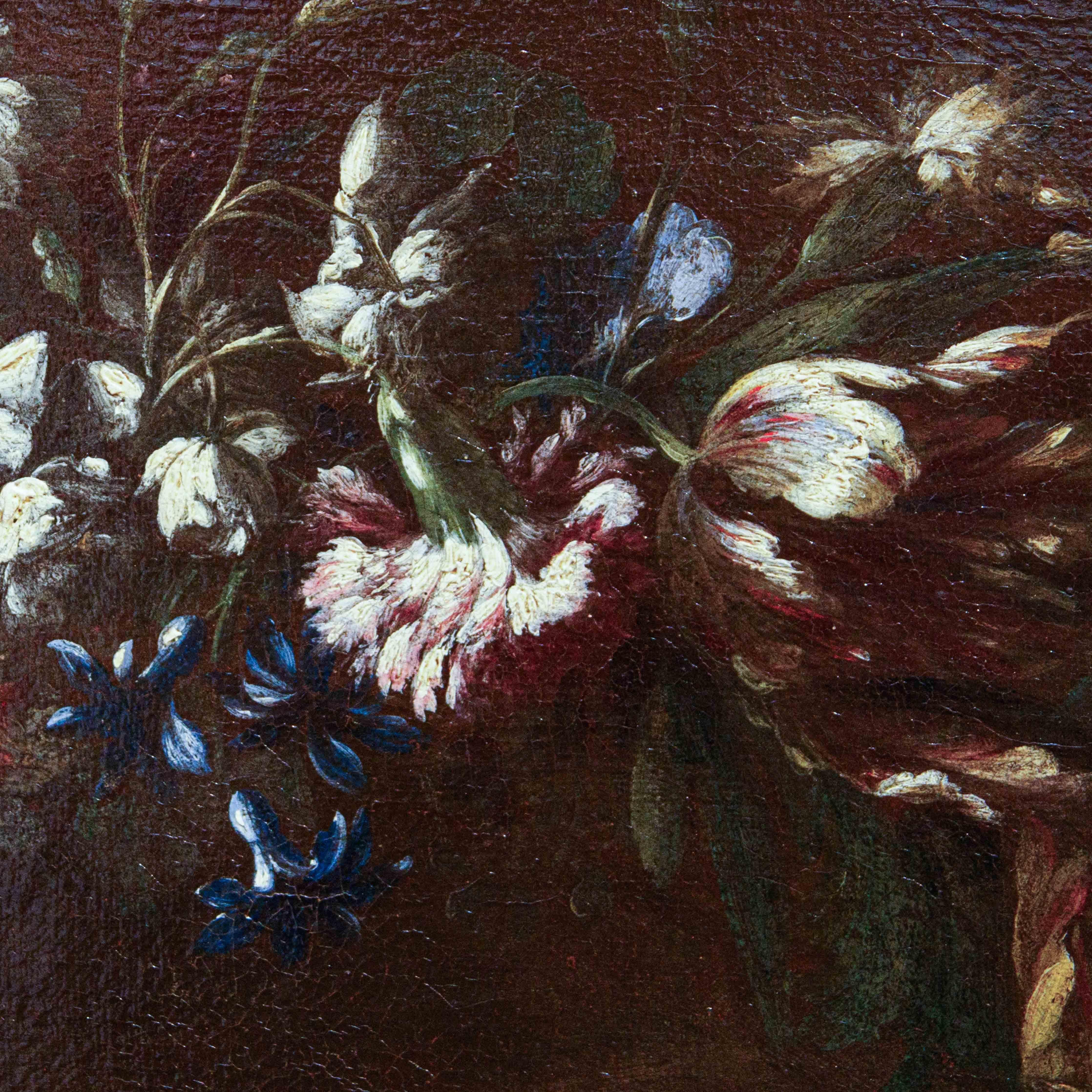 Flower garland with Holy Family canvas from the circle of Andrea Belvedere 10