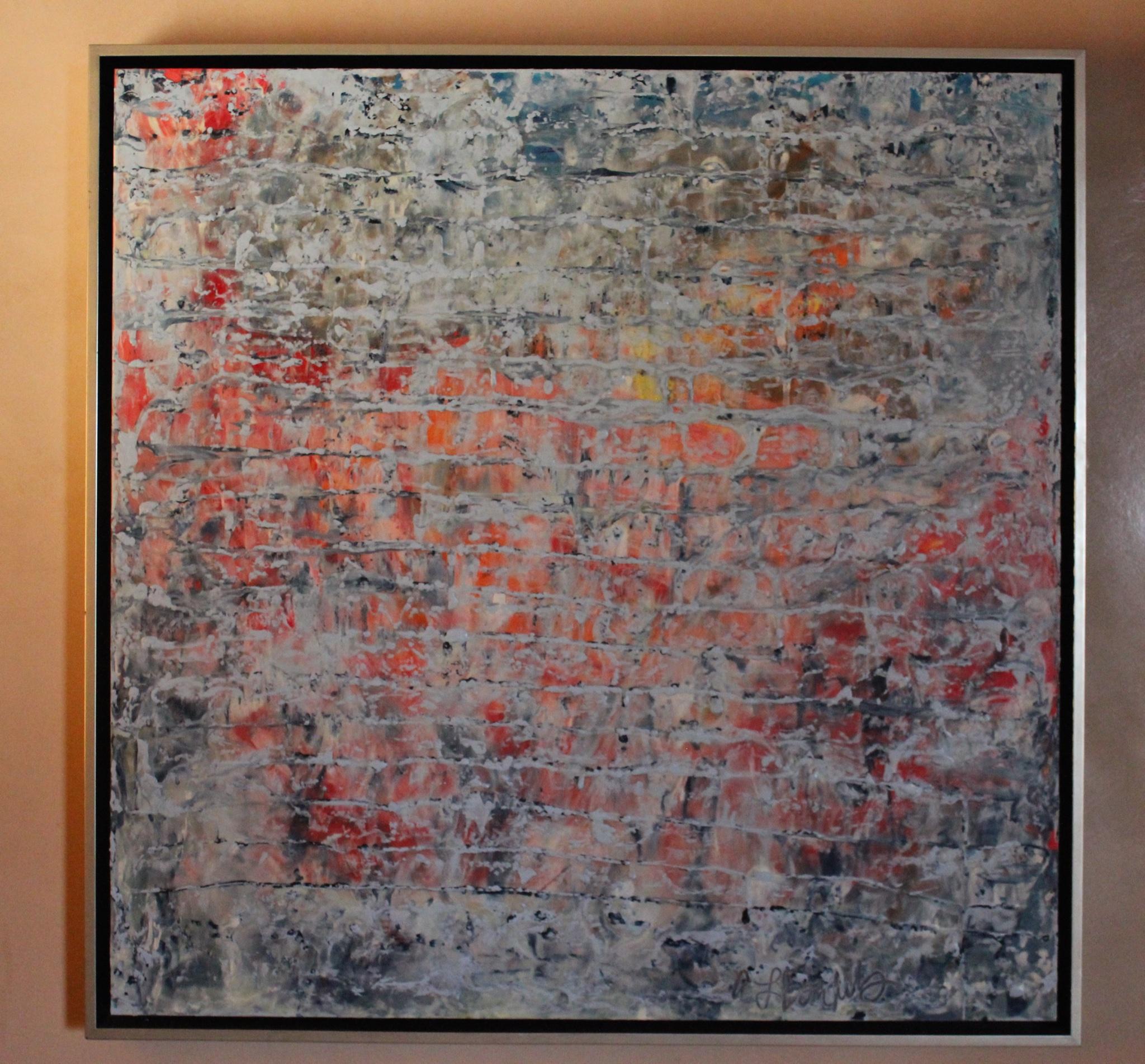 Series: Layered Desert

Oil and encaustic

Size: 36" x 36" with silver floater frame

Using unconventional hardware - a blow torch, iron and other heated tools - along with paper, encaustics, photography, resin and natural materials, Bonfils’