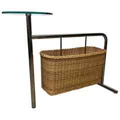 Andrea Branzi per Zanotta, Tavolino in vimini cromato "Potto" Portariviste