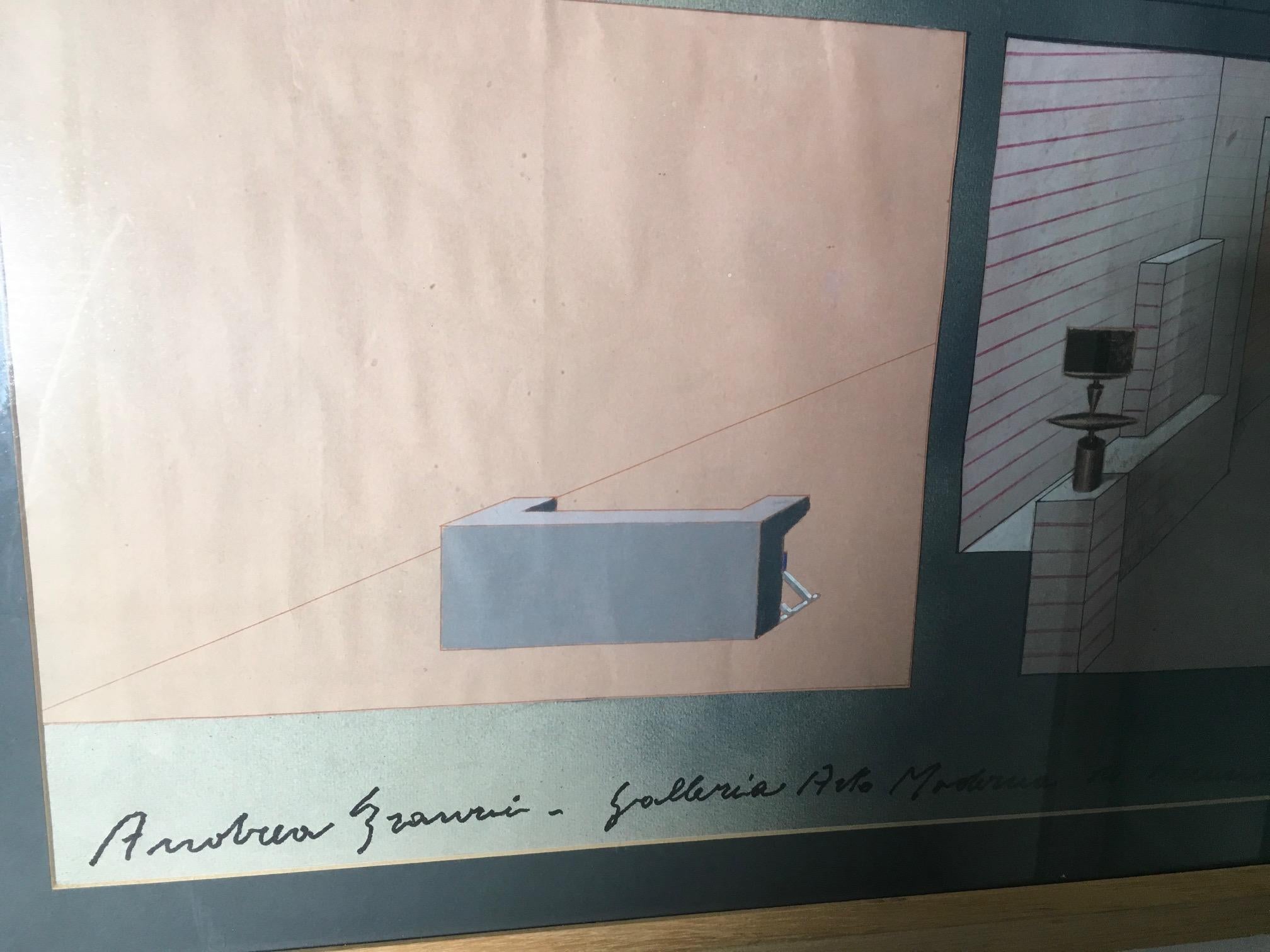 Mixed-Technik auf Papier von Andrea Branzi, Italien (21. Jahrhundert und zeitgenössisch) im Angebot