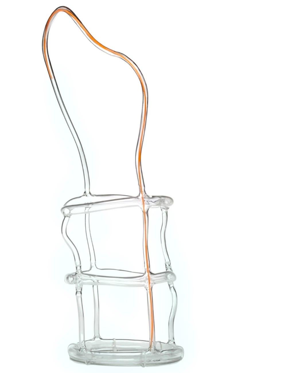 Organic Modern Andrea Branzi Orange Canaries Basket #7, Fused Glass Sculpture, 2008 For Sale