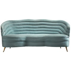 Andrea Busiri Sofa in Turquoise Blue, 1960s