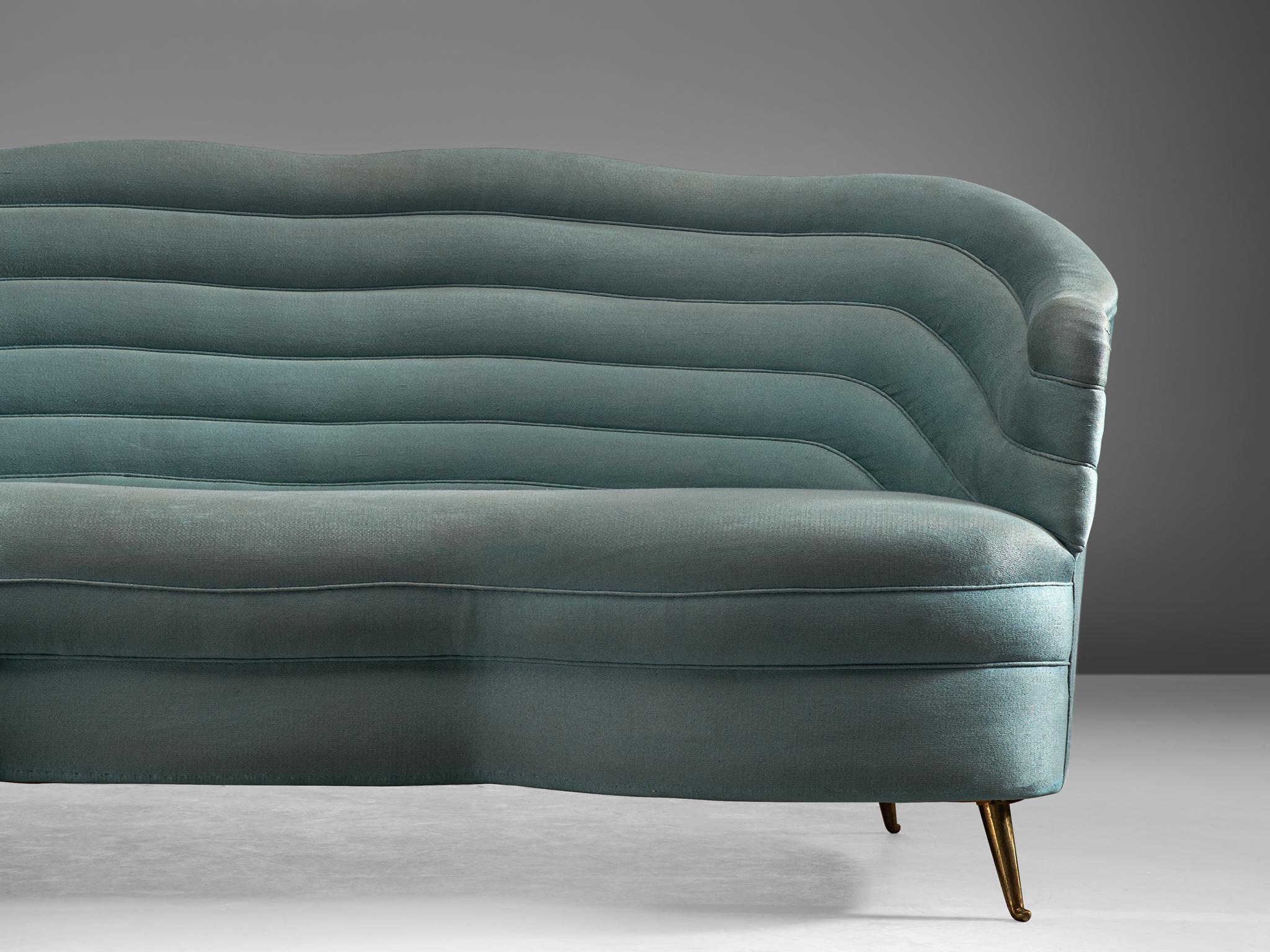 Andrea Busiri Sofa in Turquoise Blue Upholstery In Good Condition In Waalwijk, NL