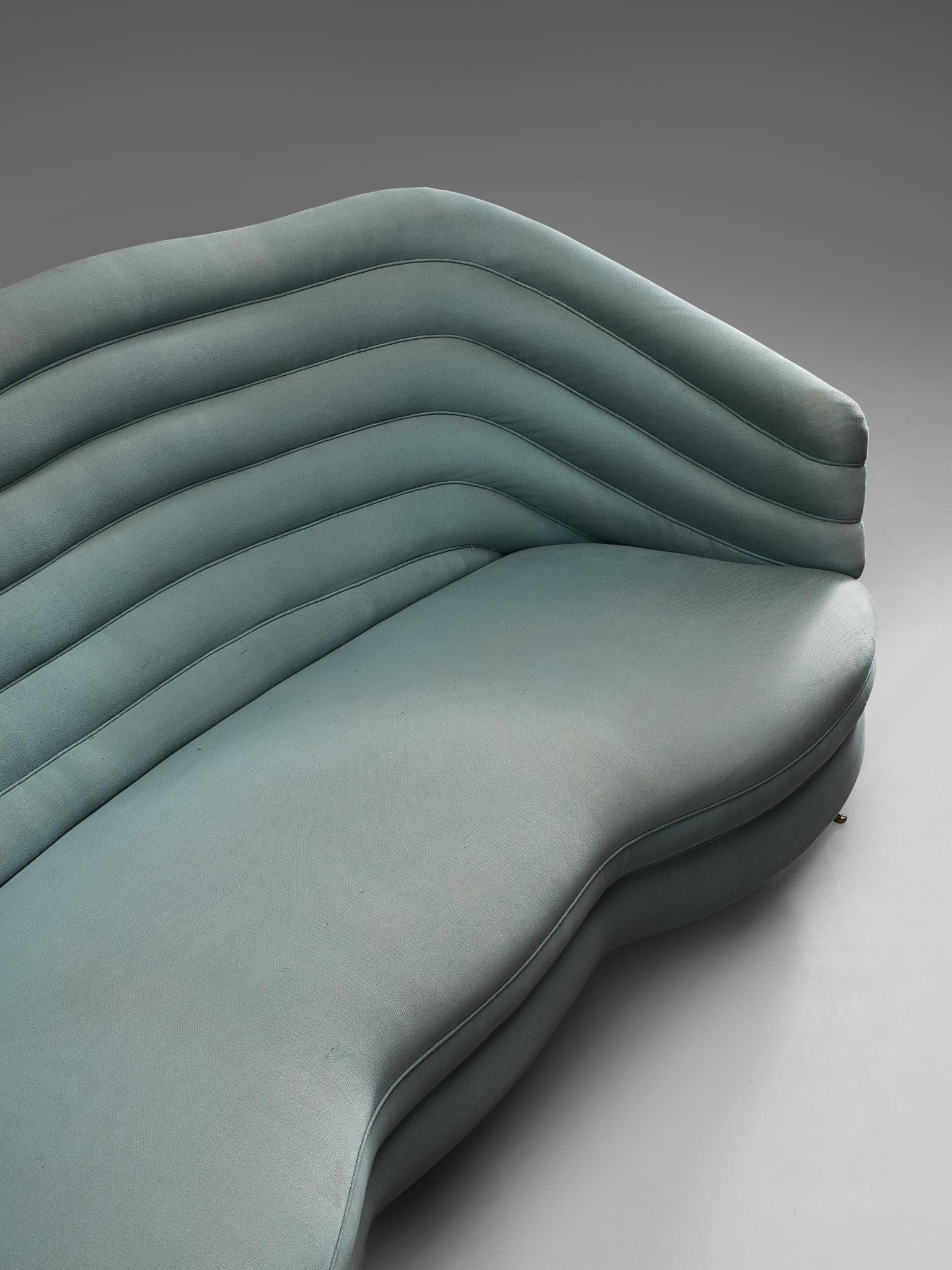 Mid-20th Century Andrea Busiri Sofa in Turquoise Blue Upholstery