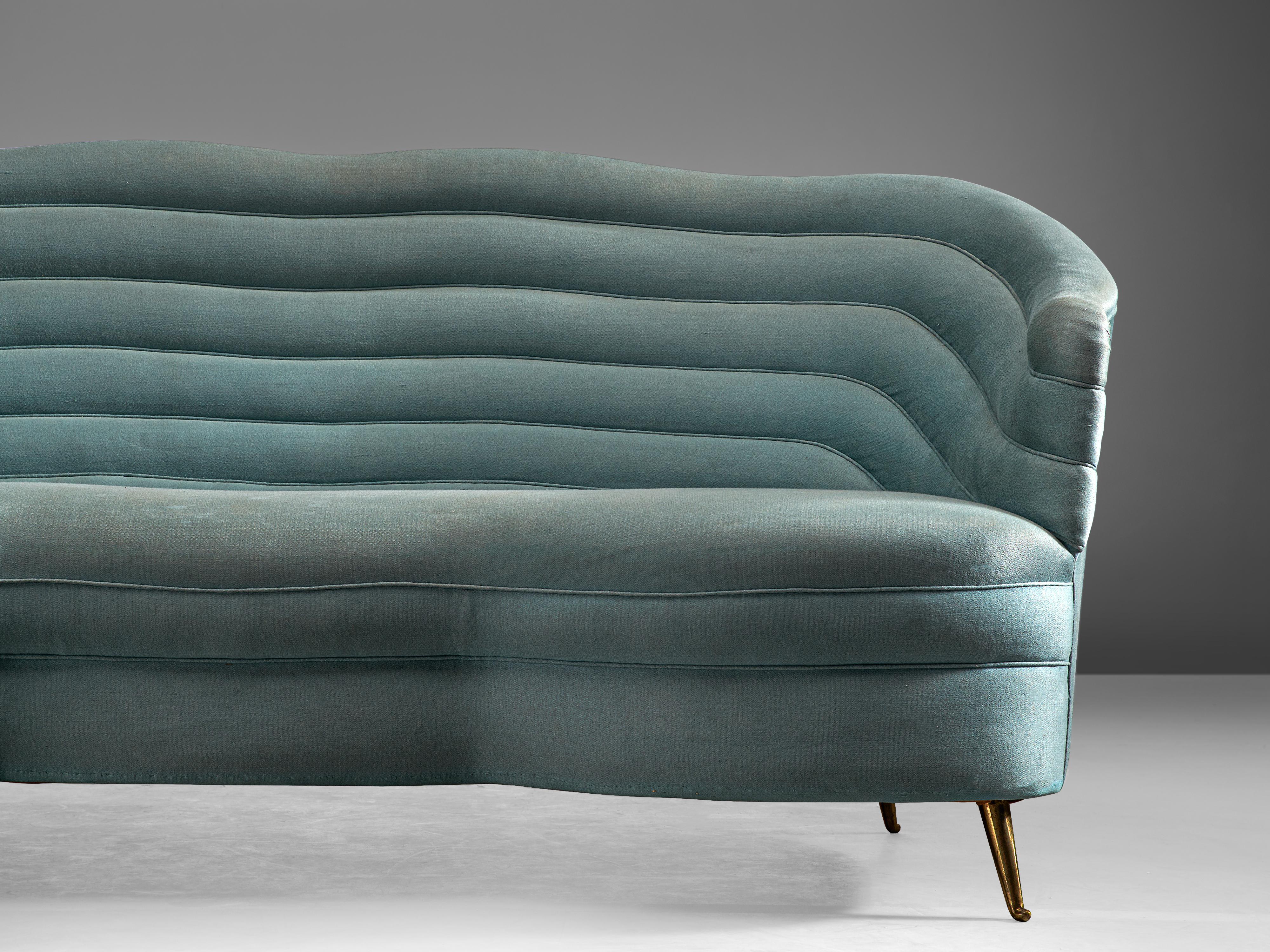 Mid-20th Century Andrea Busiri Vici Sofa in Turquoise Blue Upholstery