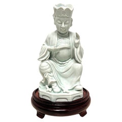 Vintage ANDREA BY SADEK Blue Porcelain Buddha Figurine on Stand