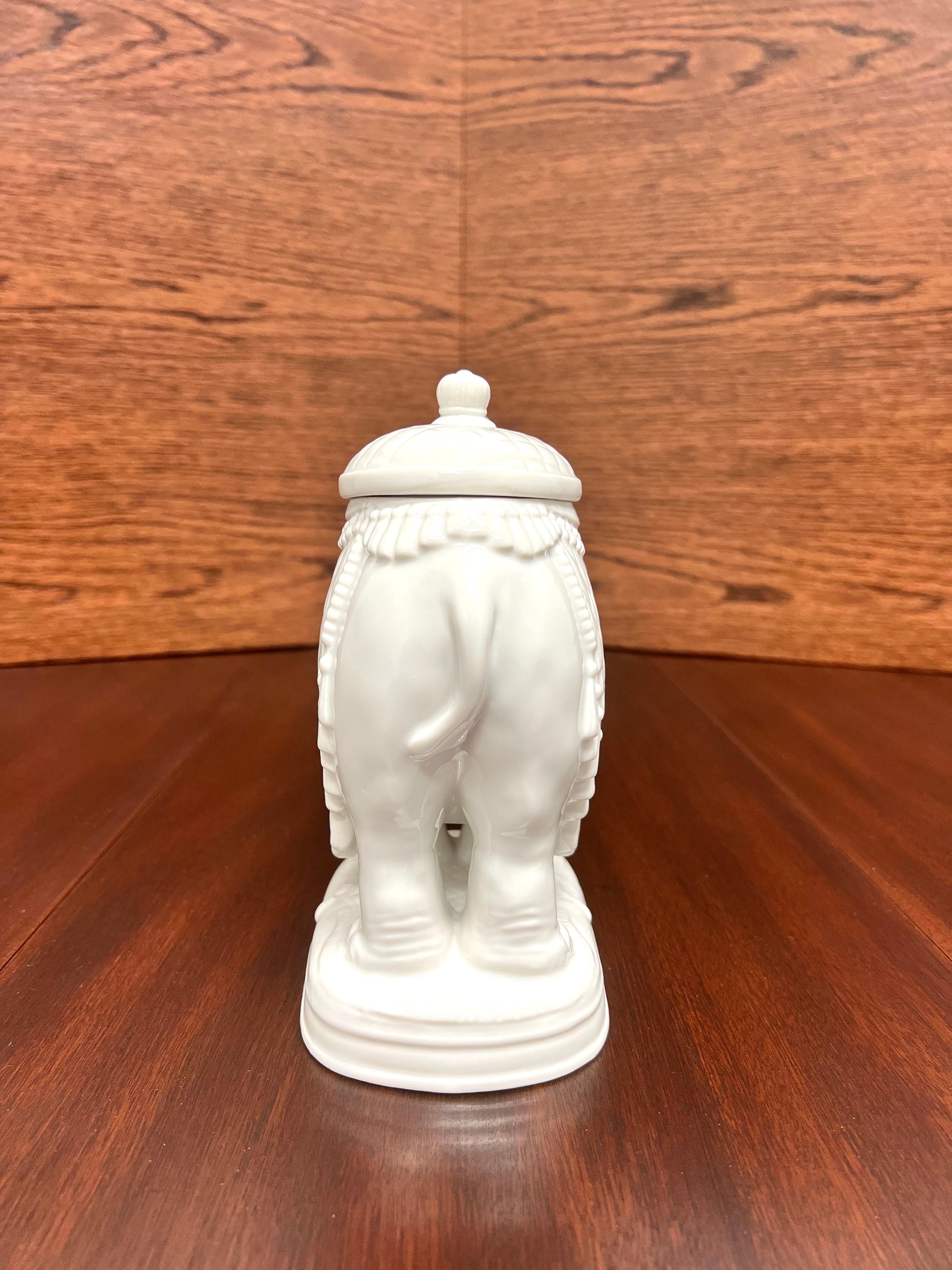 Anglo-Indian ANDREA BY SADEK White Porcelain Elephant Candy Dish For Sale
