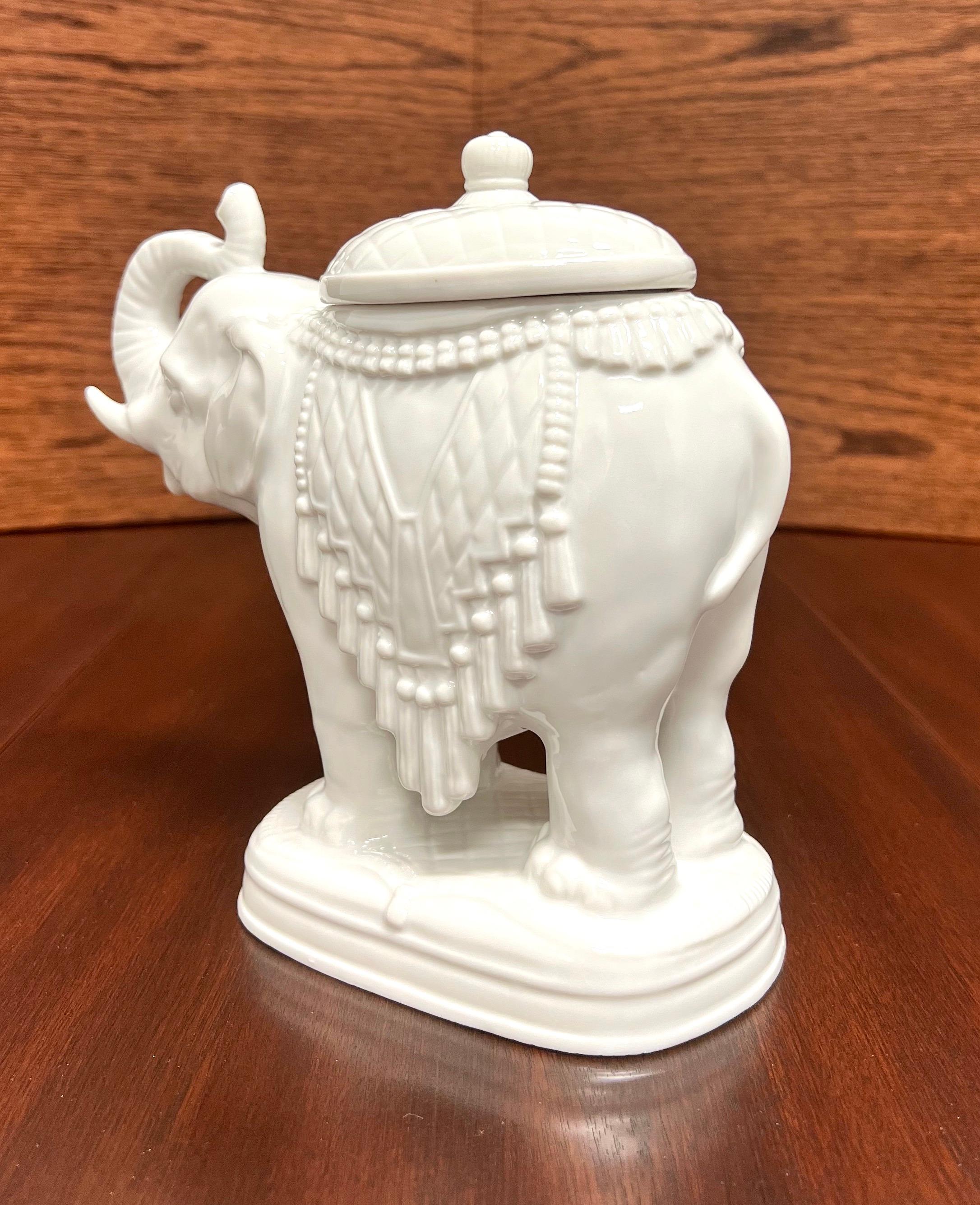 American ANDREA BY SADEK White Porcelain Elephant Candy Dish For Sale