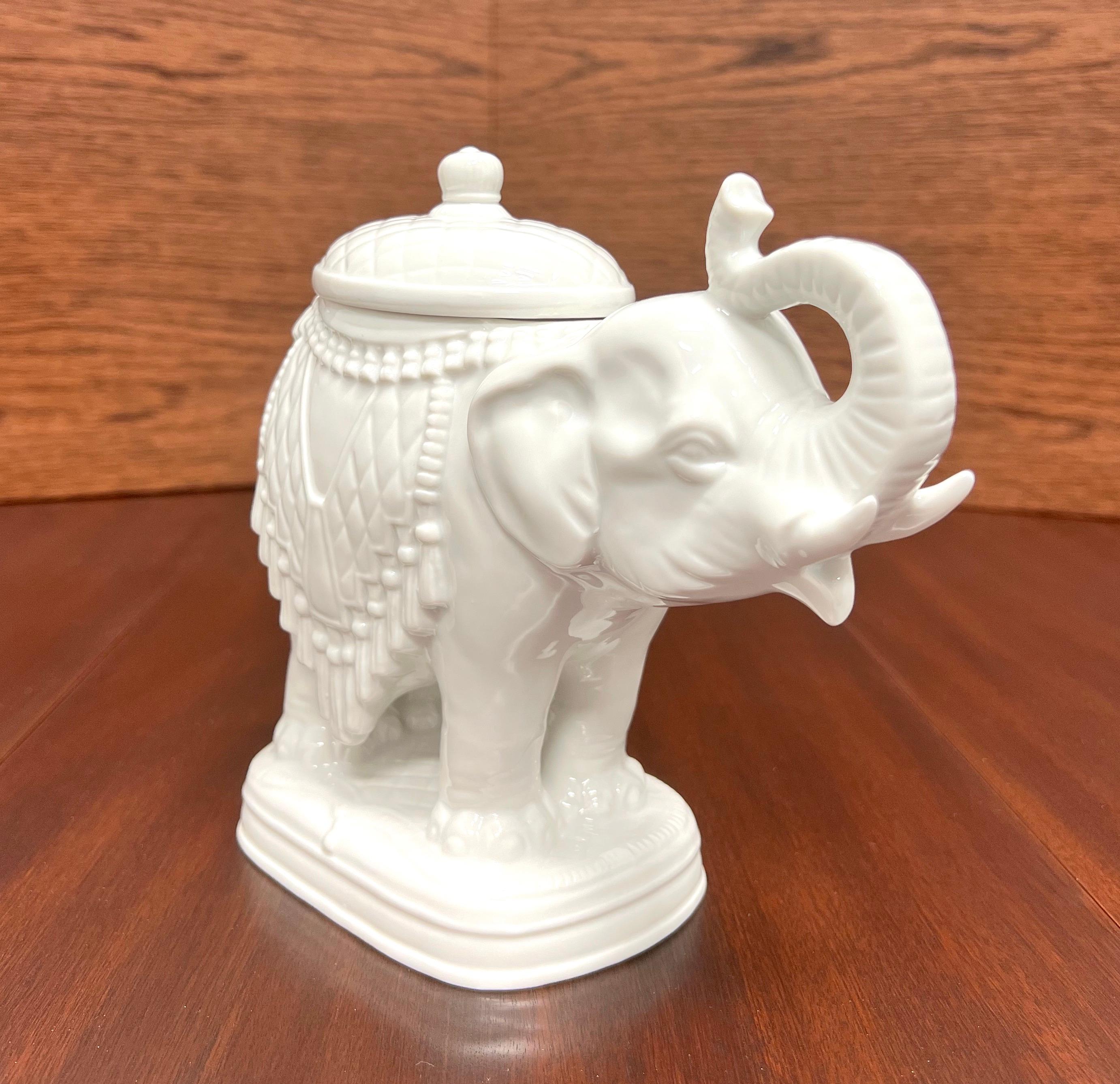 ANDREA BY SADEK White Porcelain Elephant Candy Dish For Sale 2