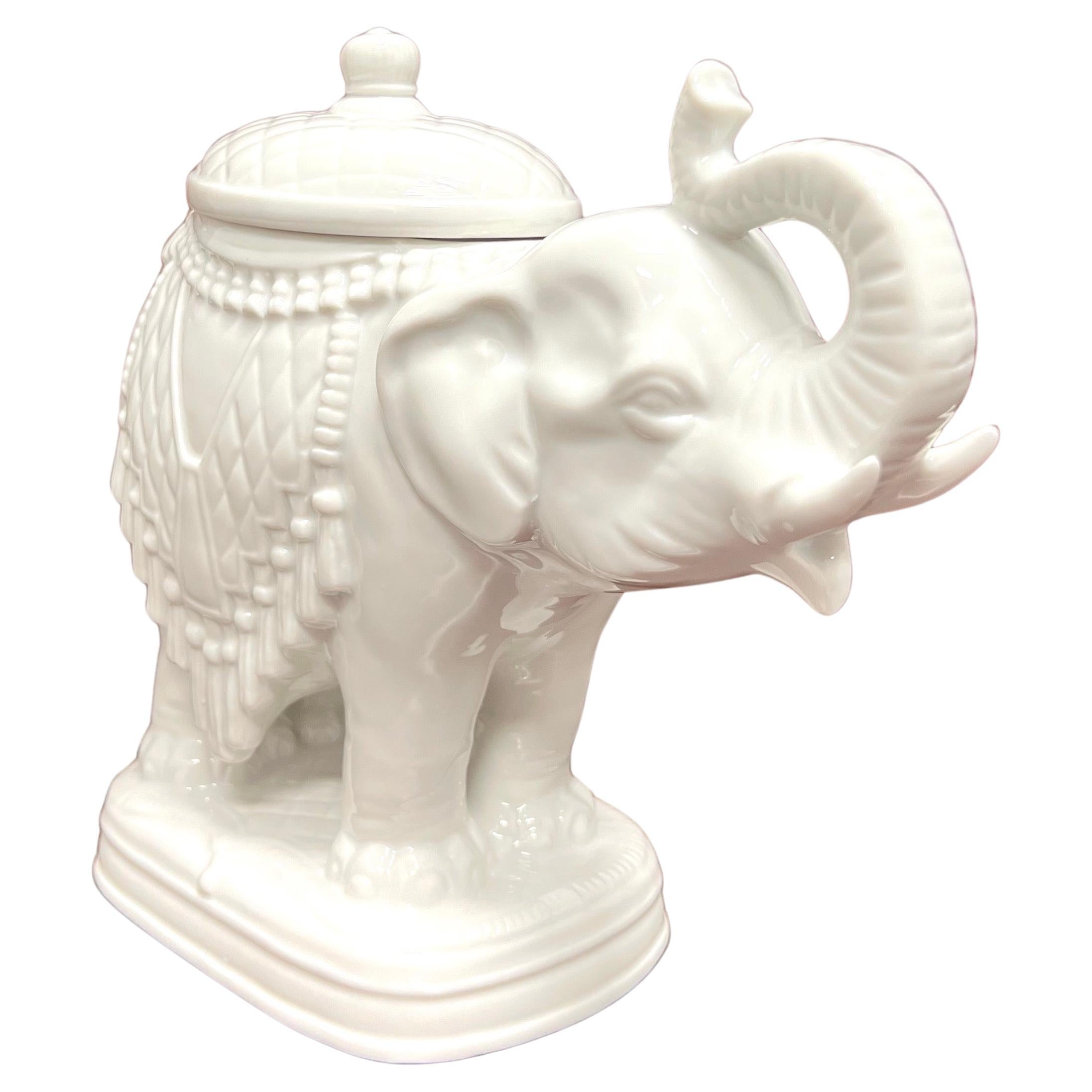 ANDREA BY SADEK White Porcelain Elephant Candy Dish For Sale