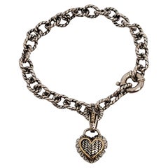 Vintage Andrea Candela CJI Amante Collection Sterling Silver 14K Gold Diamond Heart Char